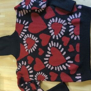 FARM Rio Black and Red Heart Sweater
